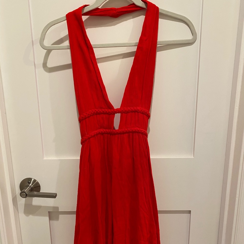 Women’s red halter dress